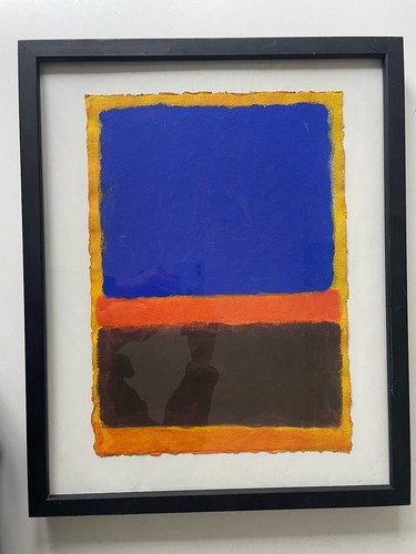 Rothko Mark Colour Blue Brown Orange Painting Original Art Colour Abstract A95 - Picture 2 of 9