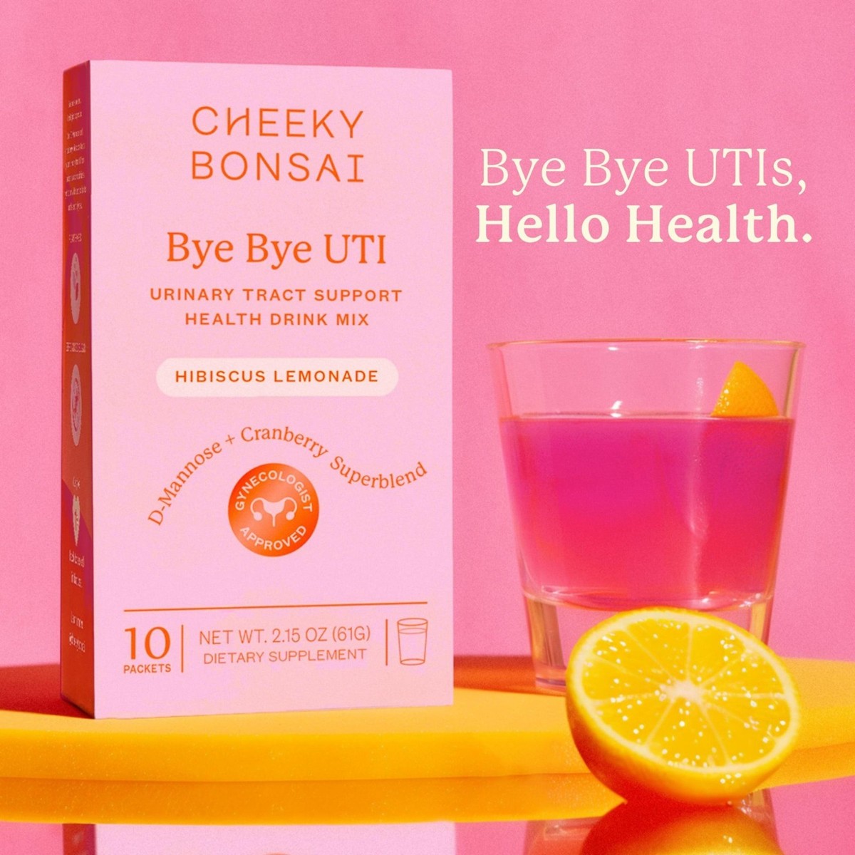Cheeky Bonsai Bye Bye UTI Hibiscus Lemonade Powdered Drink Mix, 10 Count |  eBay