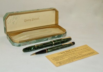 VINTAGE CONWAY STEWART 15 FOUNTAIN PEN & NIPPY 3 PENCIL SET - NM & BOXED - C1955