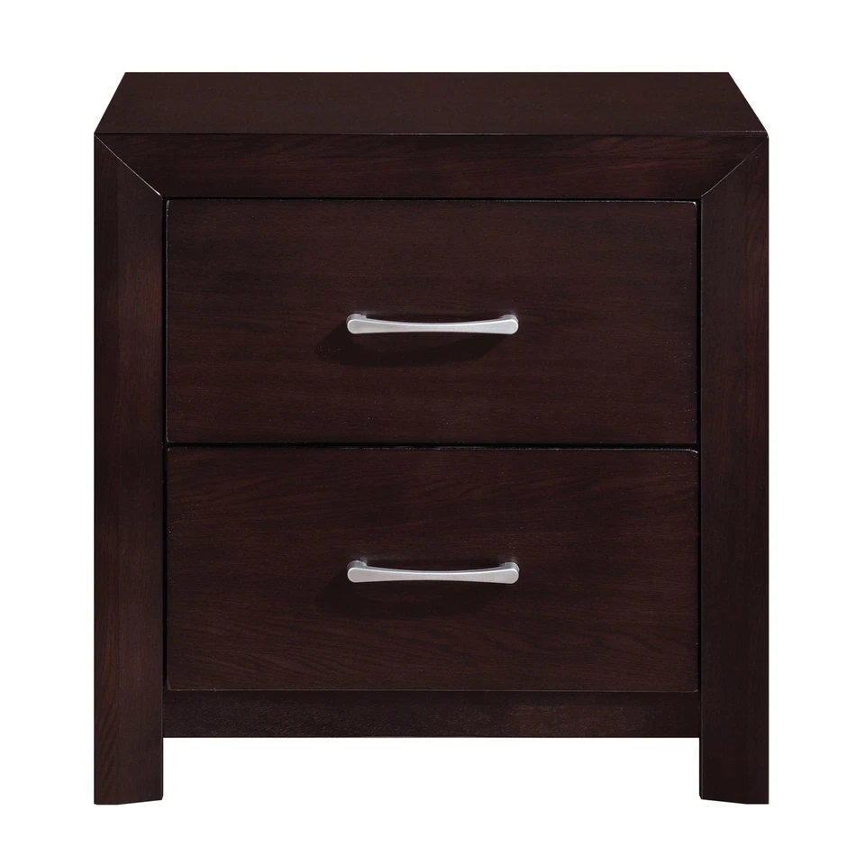 Mesita de noche contemporánea de madera Lexicon Edina de 2 cajones en espresso Foto 4 de 4