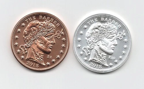 .999 Fine Silver 1 oz Round "Barber" 2018 Zombucks + 1oz copper "Barber"