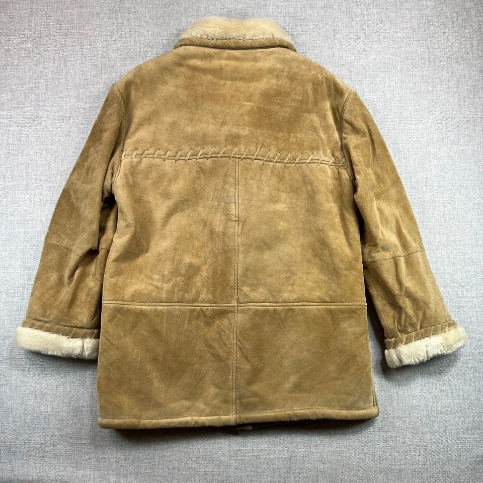 Abrigo De Colección Boundary Waters Gamuza Cuero Mujer M Tostado Piel de Oveja Boho Western Foto 3 de 4
