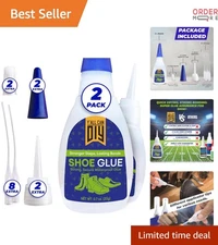 Heavy Duty Shoe Glue 2 Pack Waterproof Fast Dry for Leather Rubber Fabric