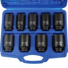 Deep Impact Socket Tool 9Pcs/Set 1/2" Drive Metric Axle Hub Nut Socket 29-38mm