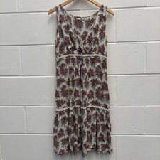 M&S Collection Paisley Boho Midi Dress UK 16 Cream Mix Lace Trim Festival