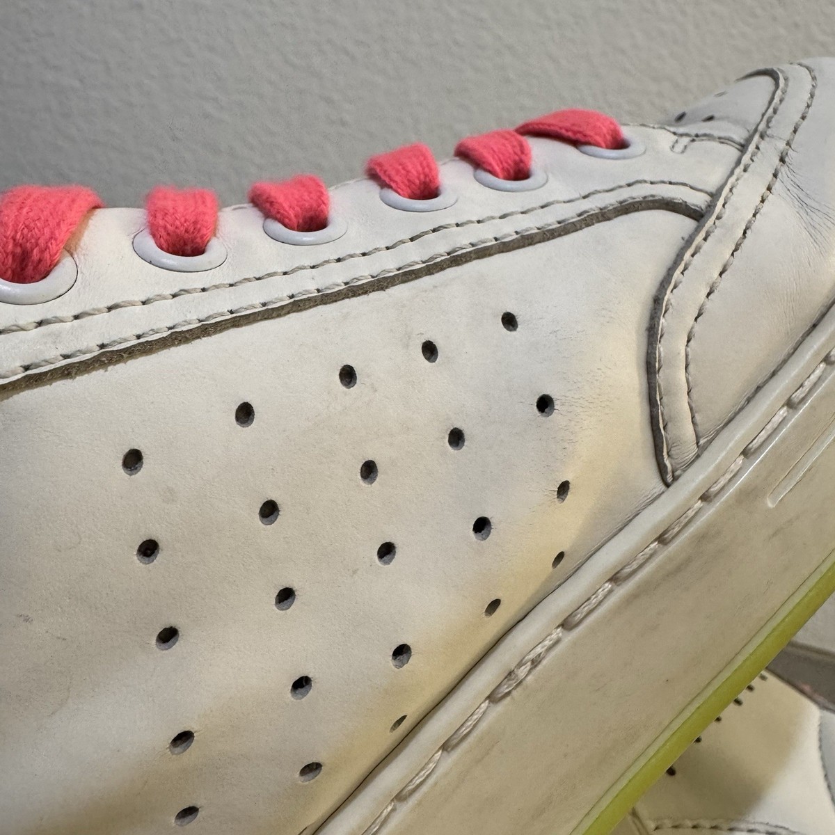 Chanel Womens White Neon Multi Leather Lace Up CC Logo Sneakers sz