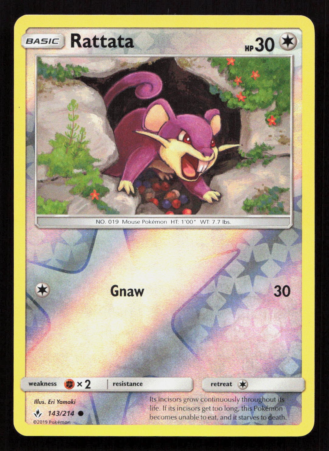 Pokemon RATTATA 143/214 UNBROKEN BONDS Reverse Holo