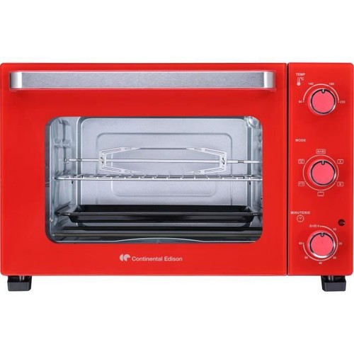CONTINENTAL EDISON CEMF35R - Miniforno elettrico 35L rosso - 1500W - Girarrosto,