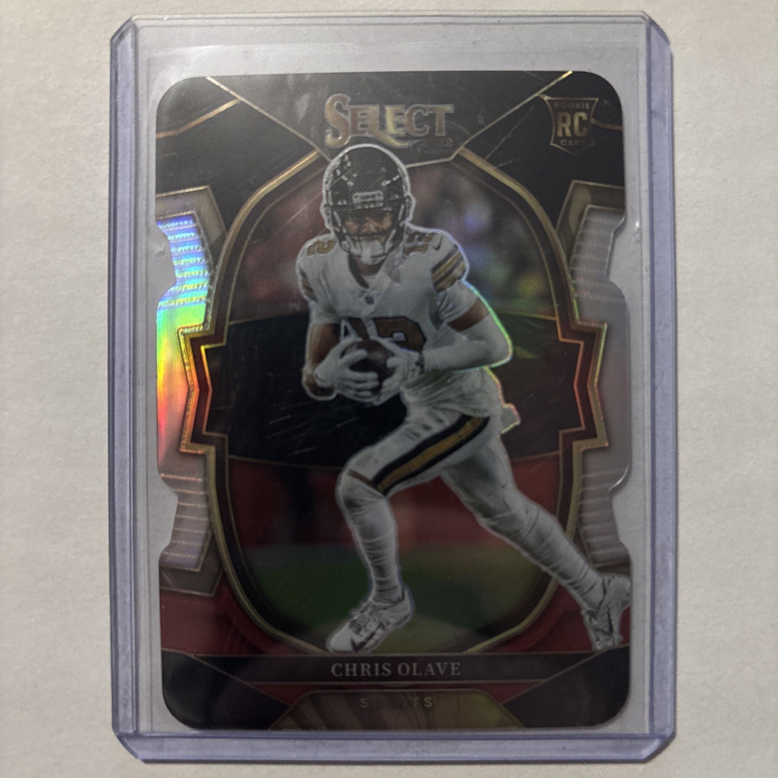 2022 Panini Select Chris Olave Concourse Black & Red Die-Cut Prizm RC - Saints