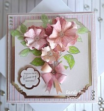 HANDMADE LUXURY FLORAL BIRTHDAY CARD IN PINK WITH 3D FLOWERS AND GIFT BOX