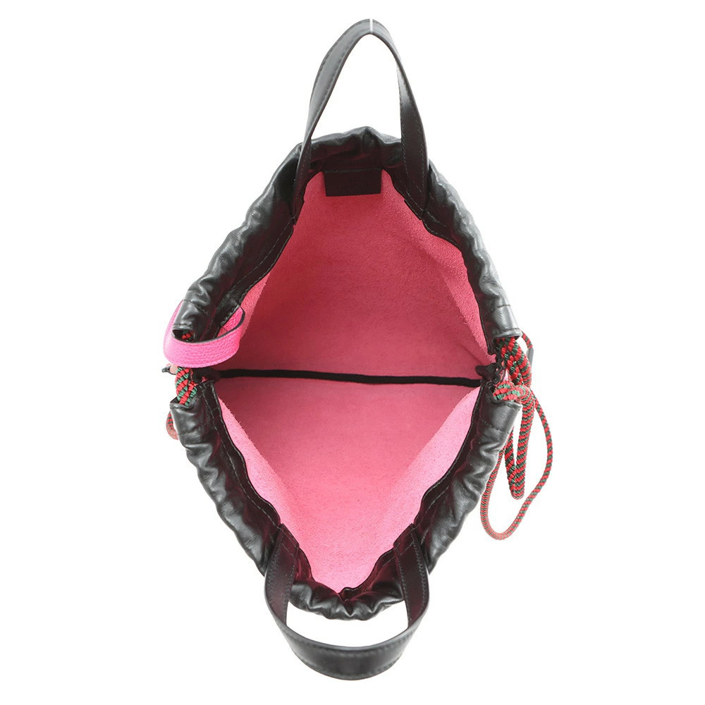 GUCCI Backpack Drawstring Logo Napsack Leather 52… - image 5