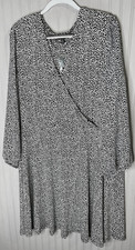 The Limited Dress Womens 2X Black White Leopard Faux Wrap Belted NEW $109