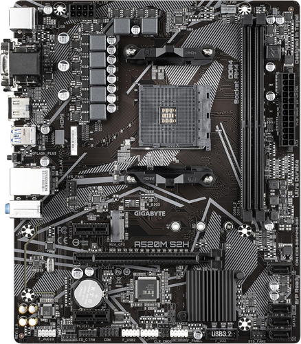 A520M S2H Motherboard - Supports AMD Ryzen 5000 Series AM4 Cpus, 4+3 Phases Pure - 第 2/12 張圖片