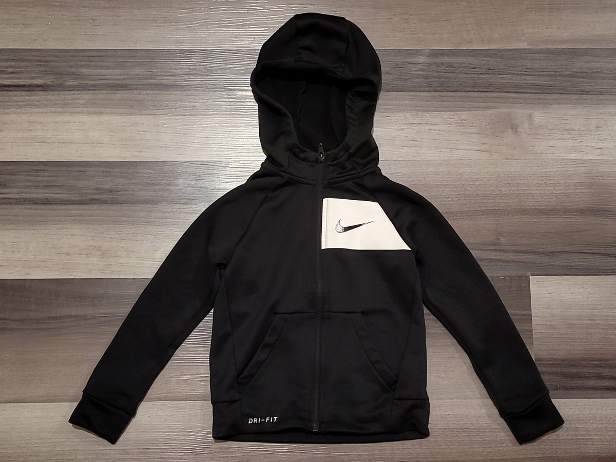 Nike Youth Dri Fit zippered Black hoodie Jacket Boys (100)