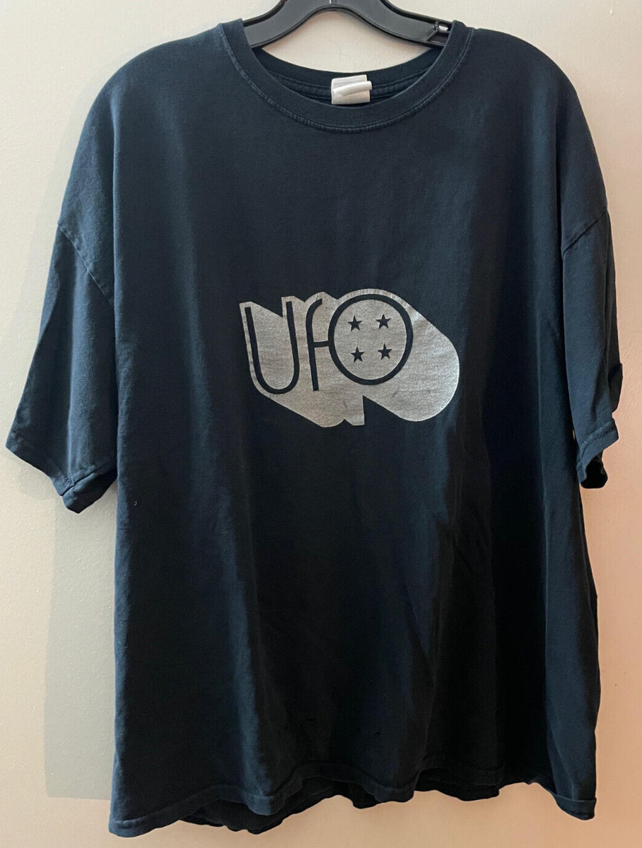 USED GOOD CONDITION UFO Band Logo Black T-Shirt Size XL 100 USED GOOD CONDITION UFO Band Logo Black T-Shirt Size XL 100