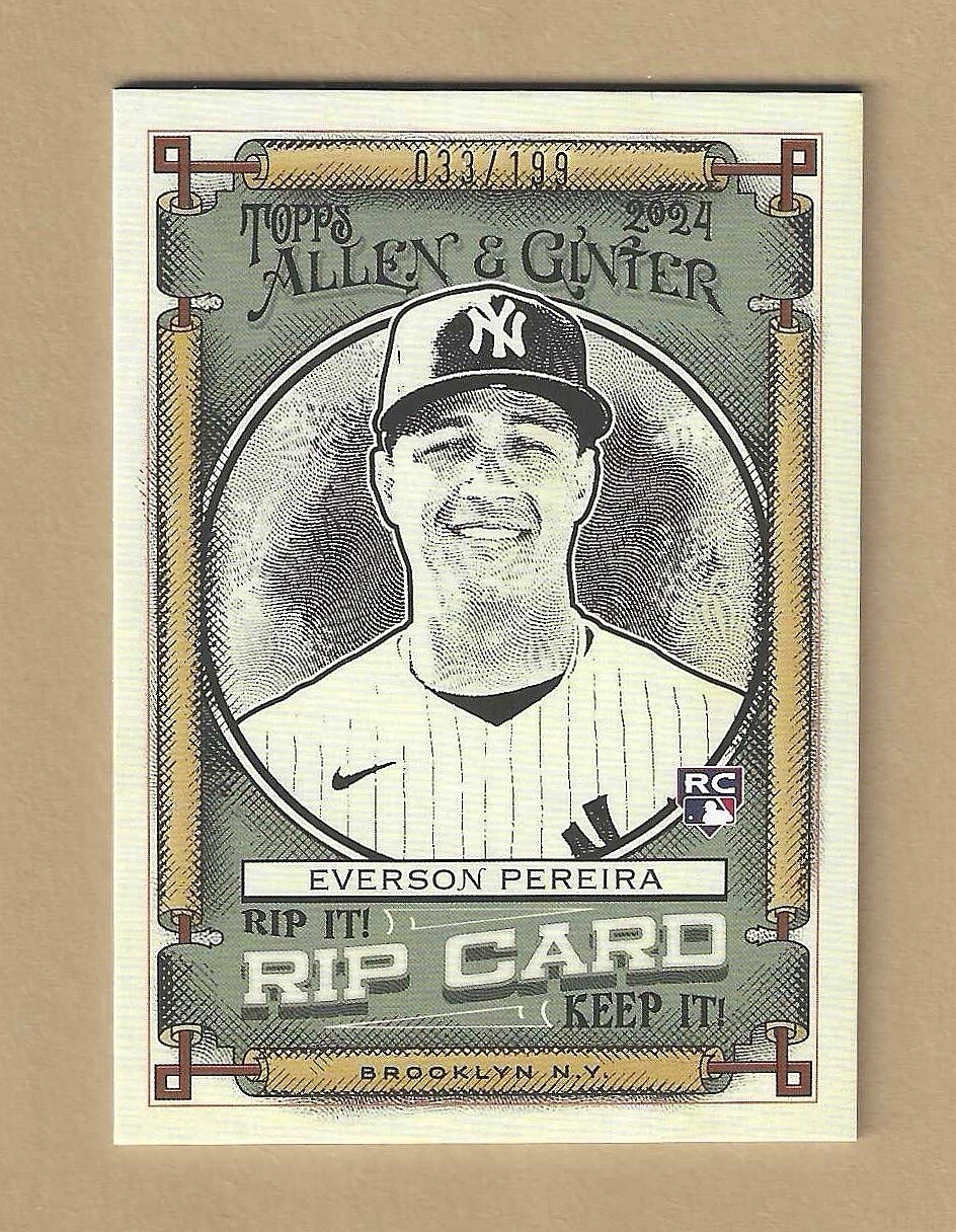 2024 Topps Allen & Ginter EVERSON PEREIRA RIP IT or KEEP IT Card Yankees /199 RC