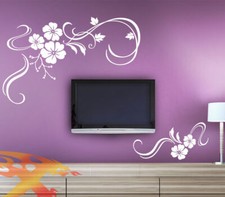 Wandtattoo Wandsticker Wandaufkleber Wohnzimmer Blumen Blumenranke 2teilig W3006