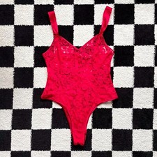 Victoria  s Secret Vintage 90s Red Lace Bodysuit