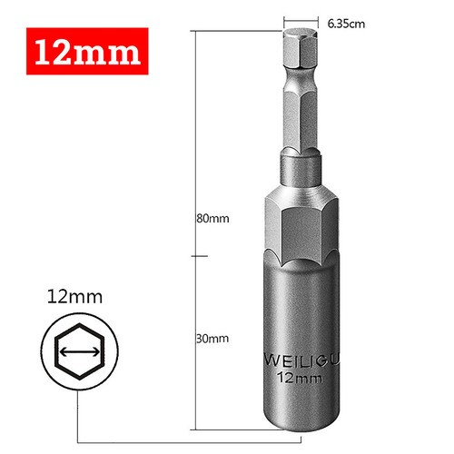 80mm Long 30mm Deep Nut Driver 5mm - 19mm Hex Allen Bit Key Sockets 1/4" Shank - Picture 14 of 25