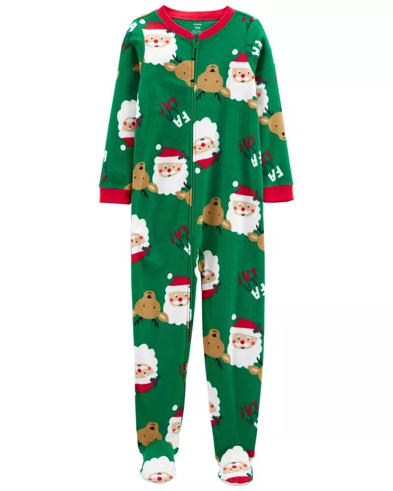 Carters Fleece Footed Pajama Blanket Sleeper Size 4 Christmas
