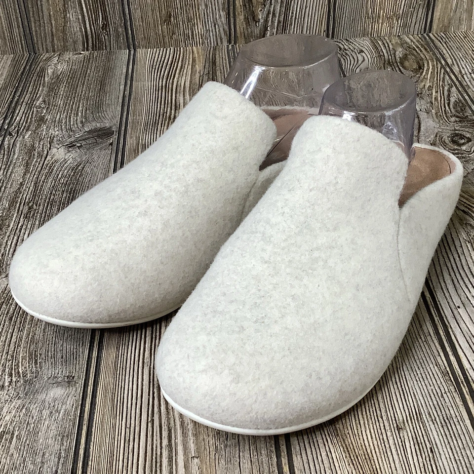 Zapatillas cómodas FITFLOP CHRISSIE II HAUS de fieltro marfil Fd1-892 para mujer talla 10 Foto 3 de 4