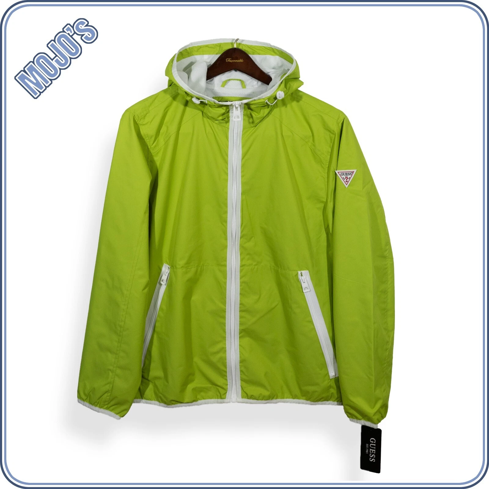 GUESS Men's Medium Rain Resistant Jacket Lime Green NWT