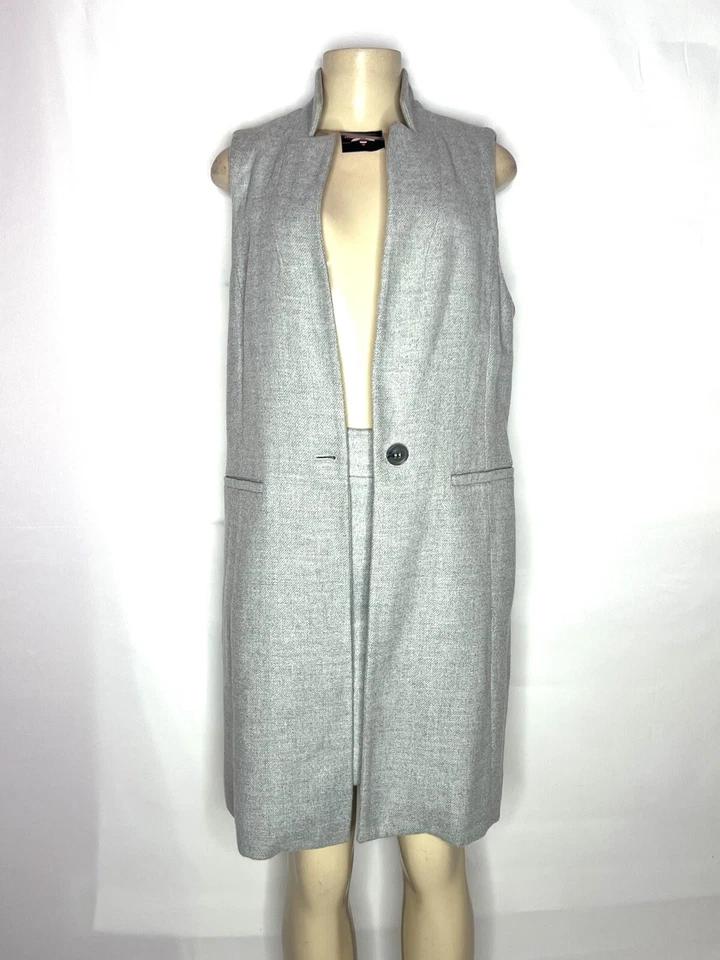 WHITE HOUSE BLACK MARKET GRAY HEATHER VEST & SKIRT SUIT SIZE 10 - Image 4 of 4