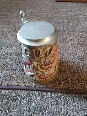 Bowling Lidded German Beer Stein Raised Colorful Gerzit Alle Gut Holz