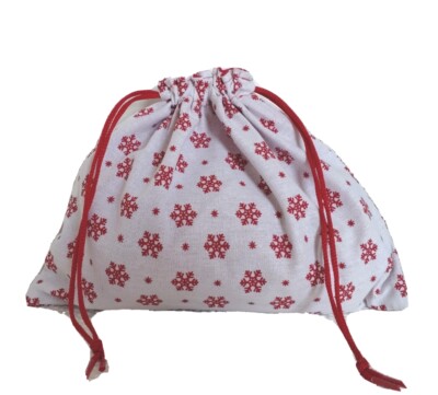 Geschenktüte Weihnachten - wendbar/doppelseitig Kordelzug Schneeflocken und Sterne