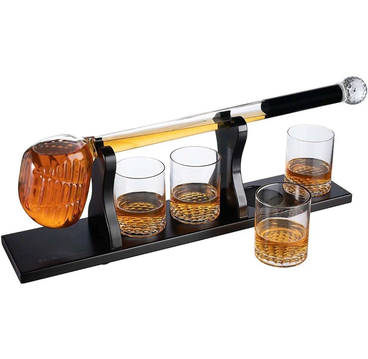 Golf Club Whiskey Decanter & 4 Liquor Glasses - Whisky Decanter & Glass Set NIB-image