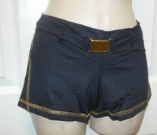 Capezio Shorts w/Buckle Ladies Black GOLD STITCHING microfiber Brass buckle