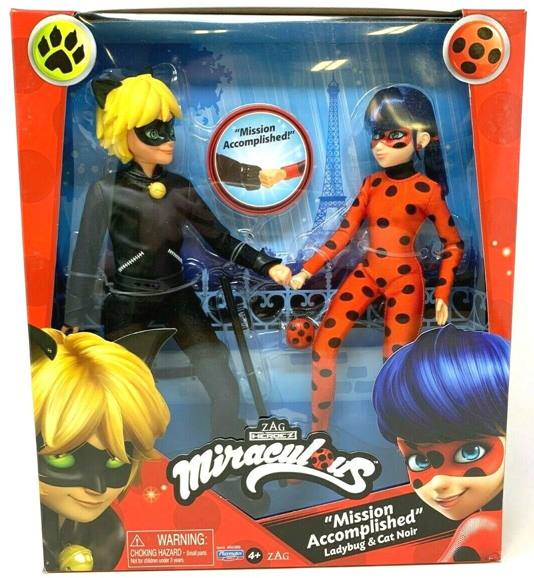 Miraculous Ladybug Mission Accomplished Ladybug & Cat Noir 2-Pack Dolls by  Playmates Toys