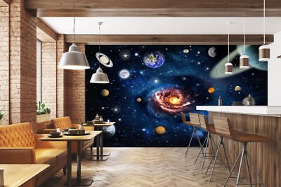 Papier Peint 3D Auto-adhésif Cosmische Planet H2883 – Amovible, Universel