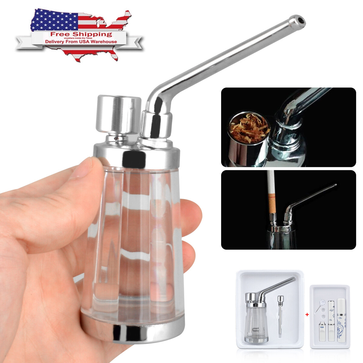 water pipe tobacco Mini Small Water Bong Herb Smoking Pipe Tobacco Smoke Hookah Shisha  Portable USA