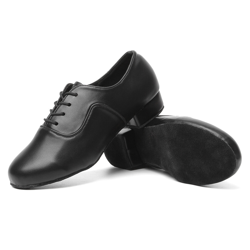 Mens Boys Latin Dance Shoes Black PU Ballroom Tango Salsa Shoes Low