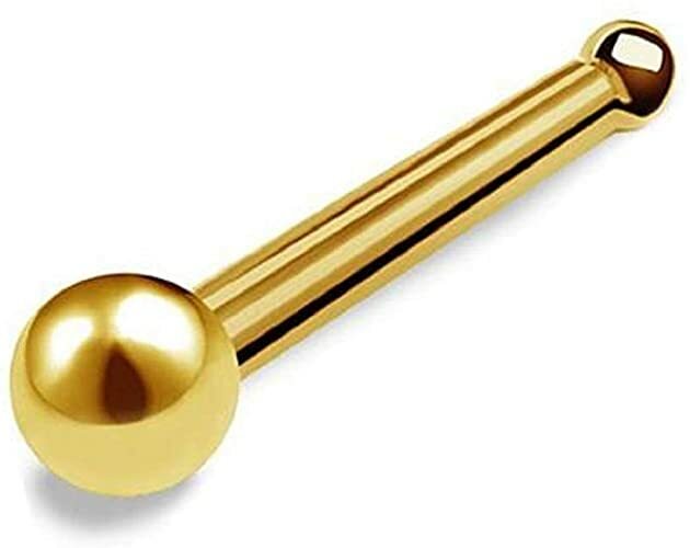 PAIR 18G IMPLANT GRADE GOLD PVD TITANIUM BALL NOSE BONE DIMPLE STUD BODY  JEWELRY