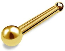 PAIR 18G IMPLANT GRADE GOLD PVD TITANIUM BALL NOSE BONE DIMPLE STUD BODY JEWELRY