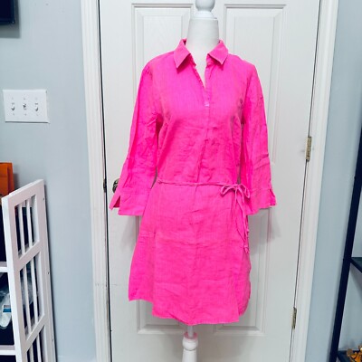 knee length dresses for ladies Linen tunic dress LASTRES in Natural melange main image 1