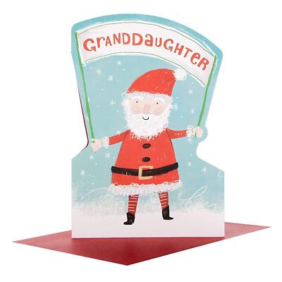 Granddaughter Cute Die Cut Santa Hallmark Christmas Medium Card 'Nice Surprises'