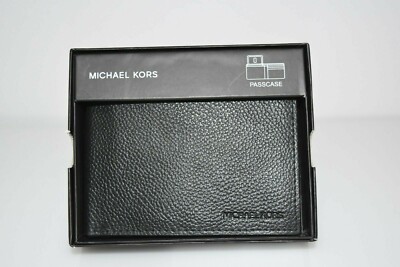 Michael Kors Men's Wallet Black textured Grain Leather Bifold