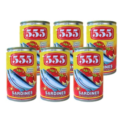 555  SARDINES HOT IN TOMATO SAUCE RED  X 6 CANS  PROD OF THE PHILIPPINES