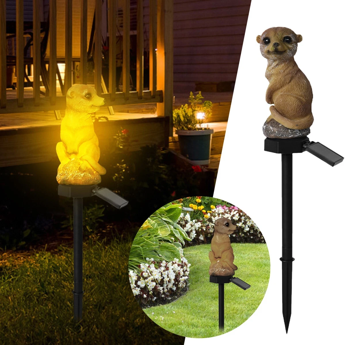Meerkat Garden Ornament Solar Powered Water Proof Light Solar