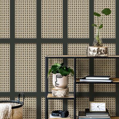 Fine Decor Cane Panel Wallpaper Realistic 3D Effect Rattan Mesh Black FD42998