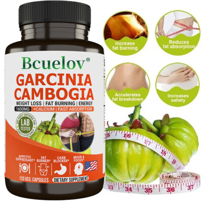 GARCINIA CAMBOGIA 1600mg 50% HCA-Extrakt Gewichtsverlust Kapseln - Fatburner