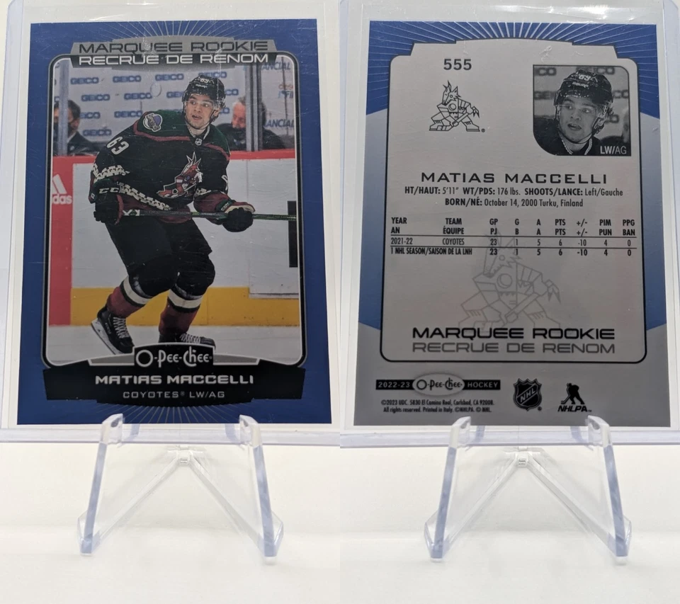 2022-23 O-PEE-CHEE MATIAS MACCELLI BLUE BORDER ROOKIE #555 ARIZONA COYOTES - Image 2 of 3