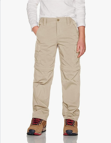 CQR Youth Hiking Convertible Zip Off Cargo Pants UPF 50+Quick Dry SM 8 Tan - Picture 2 of 8