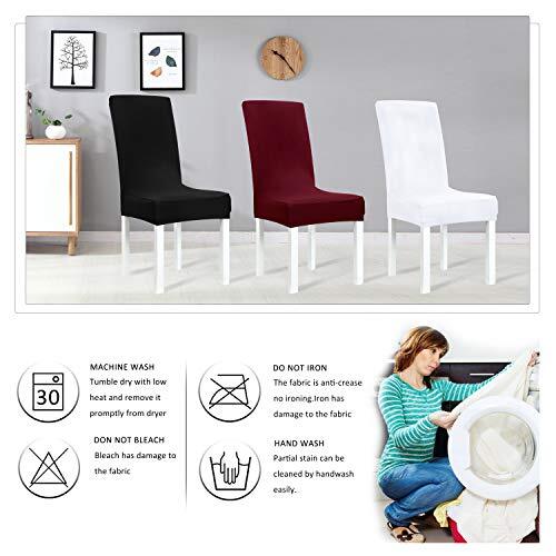 Stretch Spandex Dining Room Chair Covers – Set of Universal Removable 4 Black - Picture 2 of 7