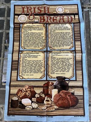 New Vintage Irish Bread Recipes Linen Tea Towel by Linanne Ireland 29 x19  #5308