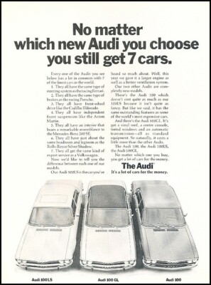 1972 Audi 100 100LS 100GL Vintage Advertisement Print Art Car Ad J442A