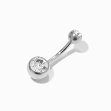 Set Of 10 Belly Button Ring 14G Steel Clear Round Diamond Navel Rings